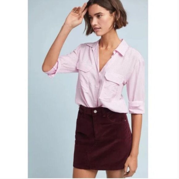 Anthropologie Maeve Zadie small Striped Button Down Top Lightweight Popover Shir - Picture 13 of 13